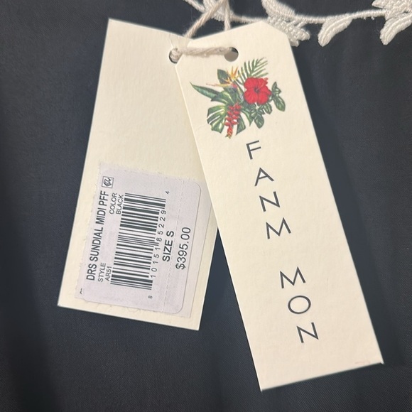 Fanm Mon Sundial Embroidered Short Sleeve Midi Dress Black/White NWT Sz Small - Picture 9 of 11